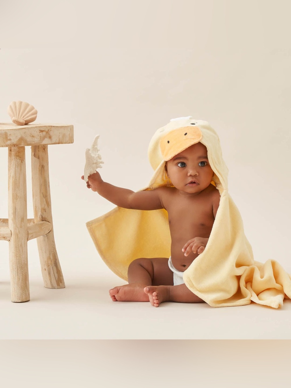 🆕 Elegant Baby Yeplow Duckie Hooded Towel Wrap NWT